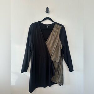 Love & Legend Womens Black and Gold Wrap Top Size 2x
